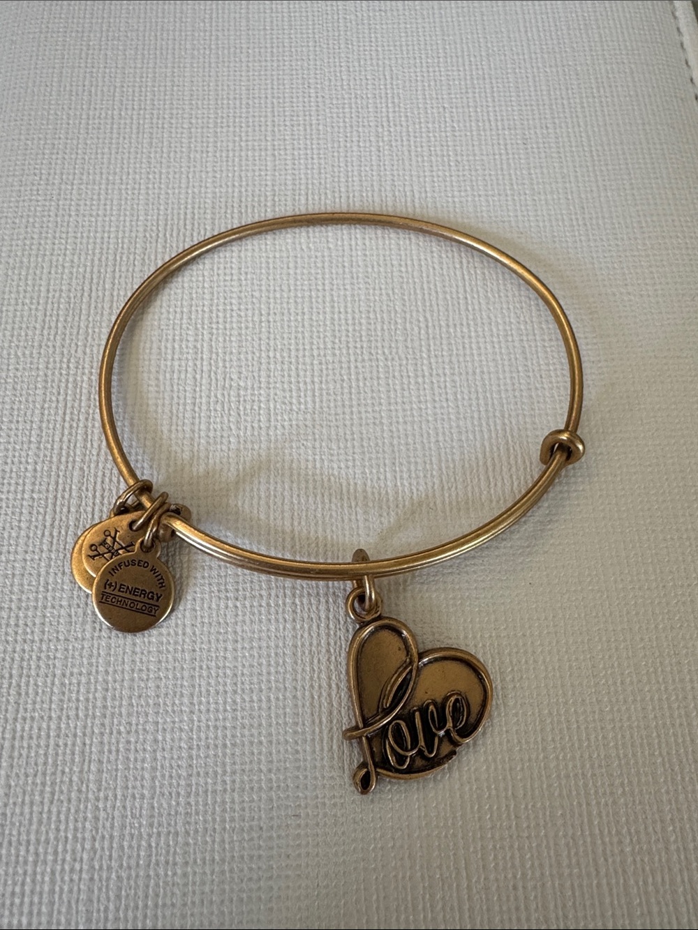 Alex and Ani Gold Heart 'Love' Charm Bangle Bracelet